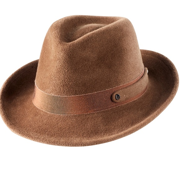 NWT Helen Kaminski Enzo Clove/Brandy Brown Felt Fur Fedora Hat - Picture 14 of 16